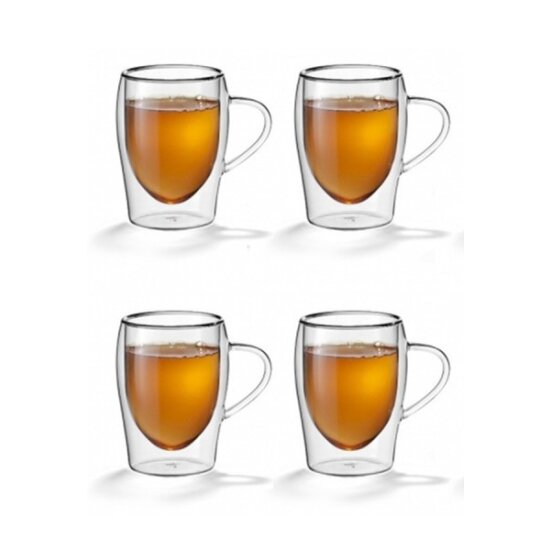 Doppelwandige Teegläser 0,30L mit Henkel 4er Set