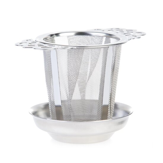 Teesieb Edelstahl mit Abtropfschale